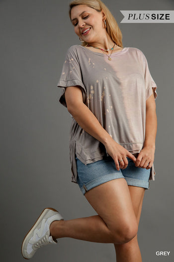 Umgee Dip Dye Top in Grey