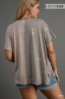 Umgee Dip Dye Top in Grey