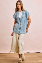 Load image into Gallery viewer, BiBi Mineral Washed Knit Boxy Cardigan in Washed Denim
