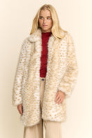 Davi & Dani Tri Color Faux Fur Jacket in Leopard/Taupe