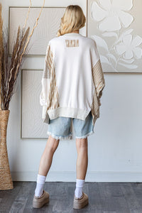 Oli & Hali OVERSIZED Mixed Fabric Sweatshirt in Off White