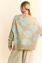 Load image into Gallery viewer, Davi &amp; Dani OVERSIZED Knit Sweater with Floral Print in Taupe/Mint
