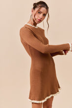 Load image into Gallery viewer, So Me FITTED Ribbed Sweater Mini Dress in Caramel
