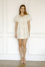 Load image into Gallery viewer, Storia Floral And Sequin Swing Mini Dress in Cream Gold

