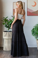Oli & Hali SMOCKED Waist Wide Leg Pants in Black
