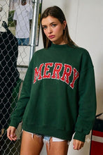Load image into Gallery viewer, BucketList 'Merry' Polka-dot Applique Patch Mock-neck Sweatshirt in Hunter Green
