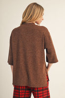 Jodifl Side Slit Two Tone Comfy Sweater in Brown