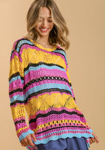 Load image into Gallery viewer, Umgee Crochet Knit Sweater in Yellow Pink
