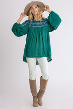 Load image into Gallery viewer, Umgee Teal Printed Tunic Top
