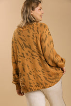 Load image into Gallery viewer, Umgee Animal Print Distressed Sweater in Camel Mix
