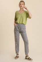 Load image into Gallery viewer, Umgee Animal Print Elastic Waist Jogger Pants with Pockets in Heather Grey
