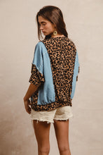 Load image into Gallery viewer, BiBi OVERSIZED Denim and Leopard Print Top in Denim
