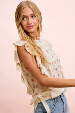Load image into Gallery viewer, BiBi Flower Printed Ruffle Sleeve Trim Detail Top in Red Flower
