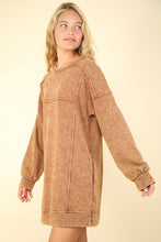 Load image into Gallery viewer, Very J OVERSIZED Mineral Washed Sweatshirt Mini Dress in Camel
