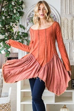 Load image into Gallery viewer, Oli &amp; Hali Mixed Fabric Tunic Top in Brick Shirts &amp; Tops Oli &amp; Hali   
