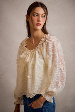 Load image into Gallery viewer, So Me 3D Floral Lace Scallop Edge Blouse in Cream
