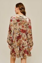 Load image into Gallery viewer, Jodifl Floral Velvet Button-Front Dress in Beige
