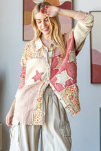 Load image into Gallery viewer, Oli &amp; Hali Mixed Print Button Down Top with Star Patches in Natural
