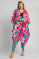 Umgee Floral Print Kimono in Pink Mix