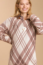 Load image into Gallery viewer, Umgee Plaid Sweater Dress in Cappuccino Mix
