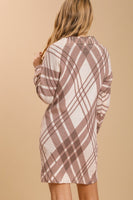 Umgee Plaid Sweater Dress in Cappuccino Mix