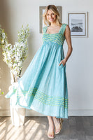 Oli & Hali Midi Dress with Frilled Details in Aqua