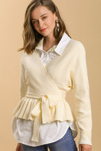 Load image into Gallery viewer, Umgee Long Sleeve Baby Doll V-Neck Tie Waist Wrap Sweater in Vanilla
