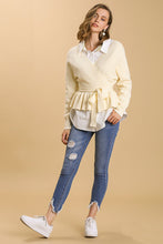 Load image into Gallery viewer, Umgee Long Sleeve Baby Doll V-Neck Tie Waist Wrap Sweater in Vanilla
