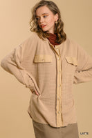 Umgee Shacket with Round Neckline in Latte