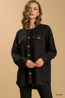 Umgee Shacket with Round Neckline in Black