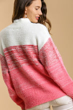 Load image into Gallery viewer, Umgee Color Block Mock Neck Knitted Pullover Sweater in Pink
