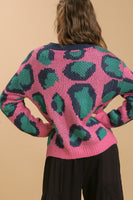 Umgee Animal Print Button Front Cardigan in Pink Mix