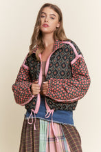 Load image into Gallery viewer, J.nna Mixed Print Quilted Puffer Jacket in Rose Garden
