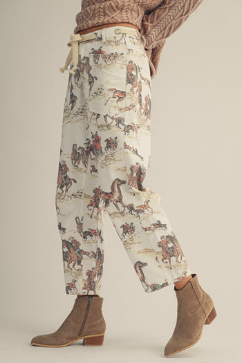 LovLov Frontier Reverie Equestrian Narrative Pants in Multi