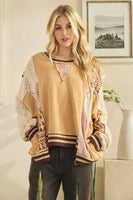 Oli & Hali Terry Knit Top with Mix n Match Patches in Coffee
