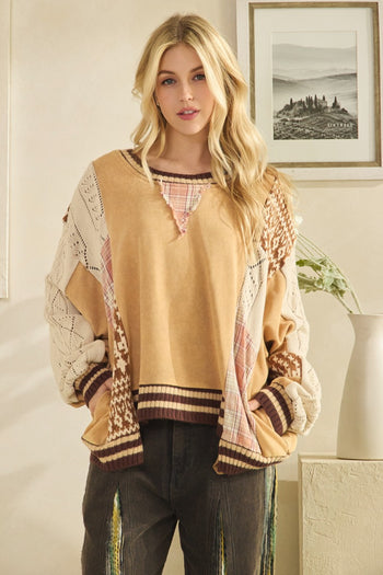 Oli & Hali Terry Knit Top with Mix n Match Patches in Coffee
