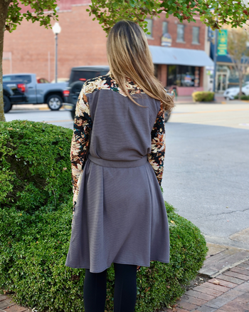 J.nna Floral Print and Waffle Knit Jacket in Floral Browns