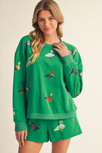 Load image into Gallery viewer, Jodifl Duck Print Sweatshirt &amp; Shorts Sets in Kelly Green
