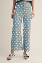 Load image into Gallery viewer, LovLov Classic Polka Dot Rhythm Wide Leg Pants in Denim Blue
