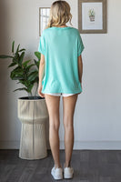 7th Ray Mixed Print Textured Patchwork Top in Mint