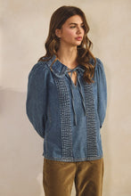 Load image into Gallery viewer, LovLov Vintage Washed Denim Top in Denim Blue
