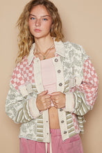 Load image into Gallery viewer, POL Vintage Washed Mixed Prints Jacket in Olive/Pink
