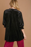 Umgee Beaded Velvet Tunic Top in Black
