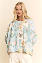 Load image into Gallery viewer, Davi &amp; Dani Vintage Print Knit Top in Blue Combo

