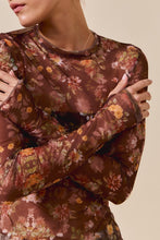 Load image into Gallery viewer, So Me FITTED Floral Sheer Mesh Top in Brown Multi
