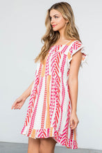 Load image into Gallery viewer, Pattern Knit Dress in White and Pink Mix  THML   
