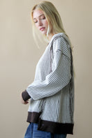 Very J OVERSIZED Waffle Knit Top in Chocolate