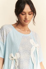 Load image into Gallery viewer, Davi &amp; Dani Color Block Top with Lace and Bow Details in Blue
