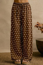 Load image into Gallery viewer, So Me Polka Dot Waist Elastic Wide Leg Pants In Brown/White
