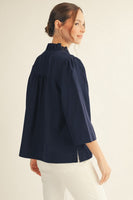 Jodifl Crinkle Texture Top in Navy